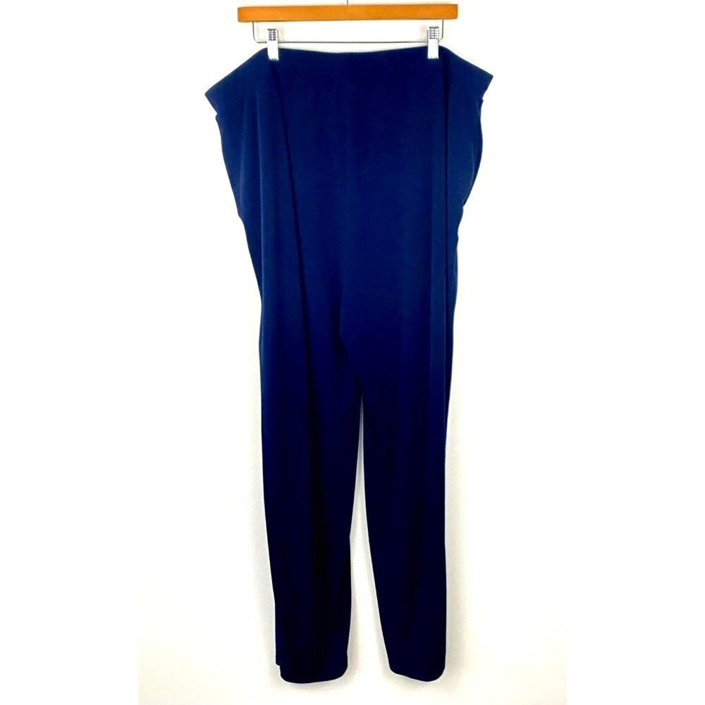 Susan Graver Pull On Slinky Pants Womens Size 2XL Tall Navy Blue 2XT Liquid Knit
